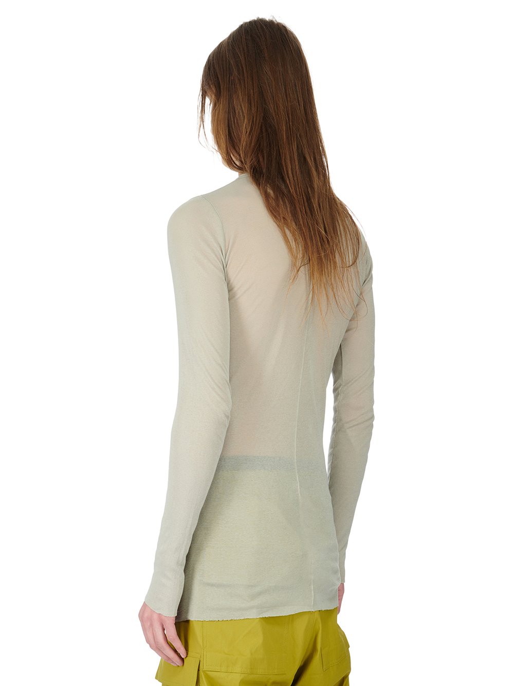 RICK OWENS FW23 LUXOR RIB LS T IN PEARL MINI RIB JERSEY