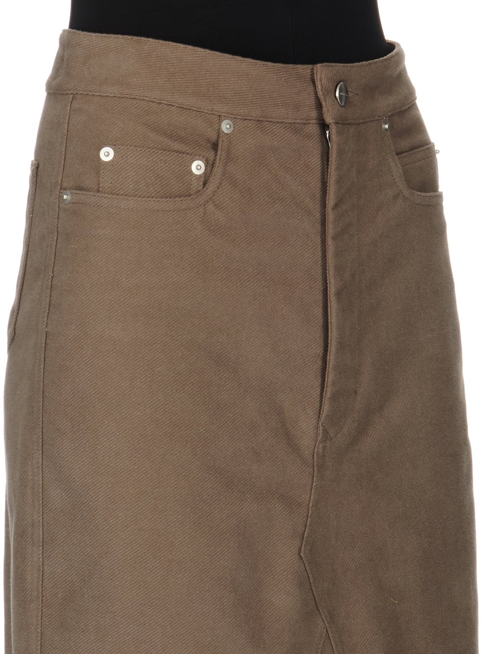 RICK OWENS FW23 LUXOR GODET SKIRT IN DUST BRUSHED HEAVY TWILL