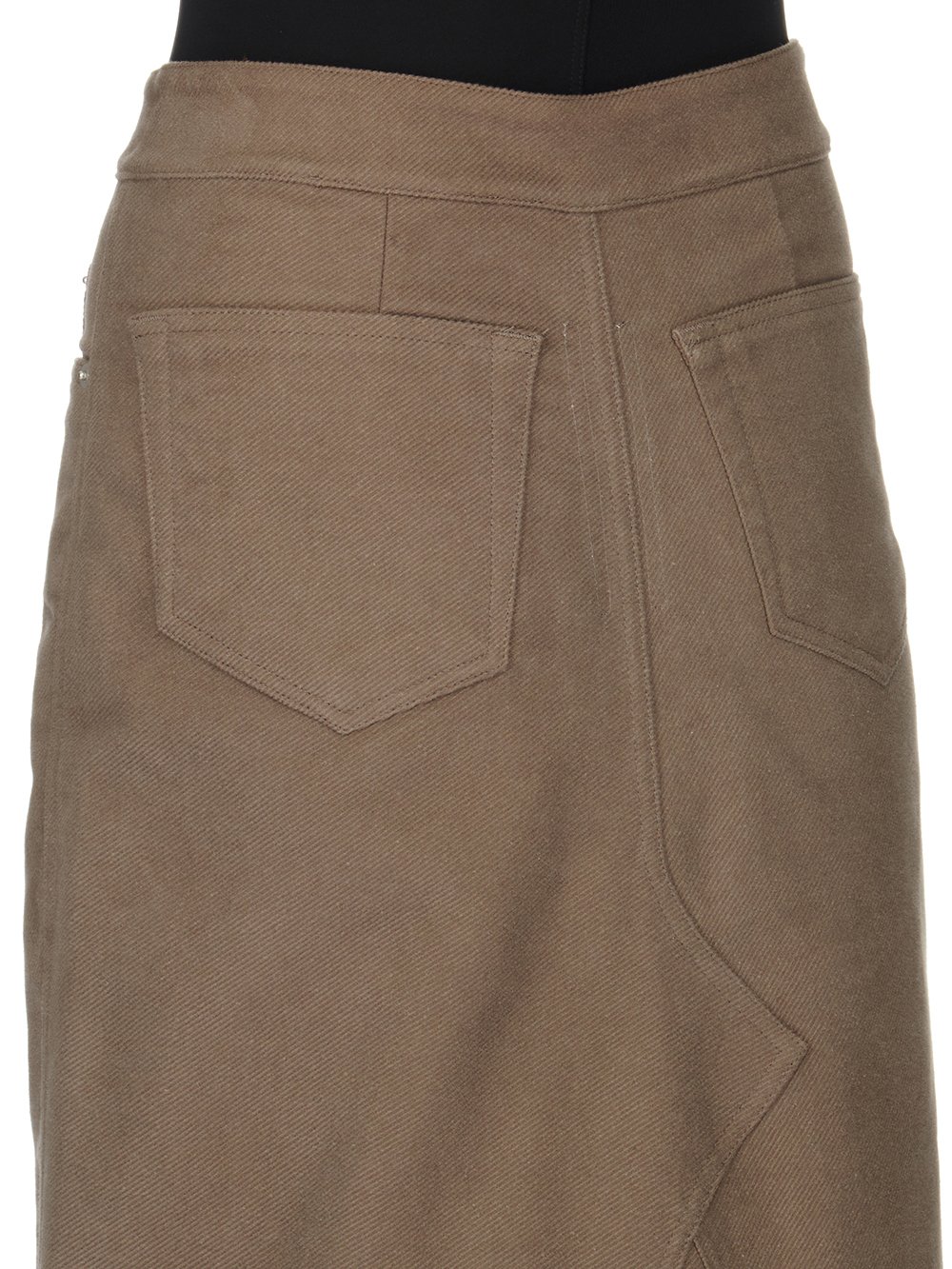 RICK OWENS FW23 LUXOR GODET SKIRT IN DUST BRUSHED HEAVY TWILL