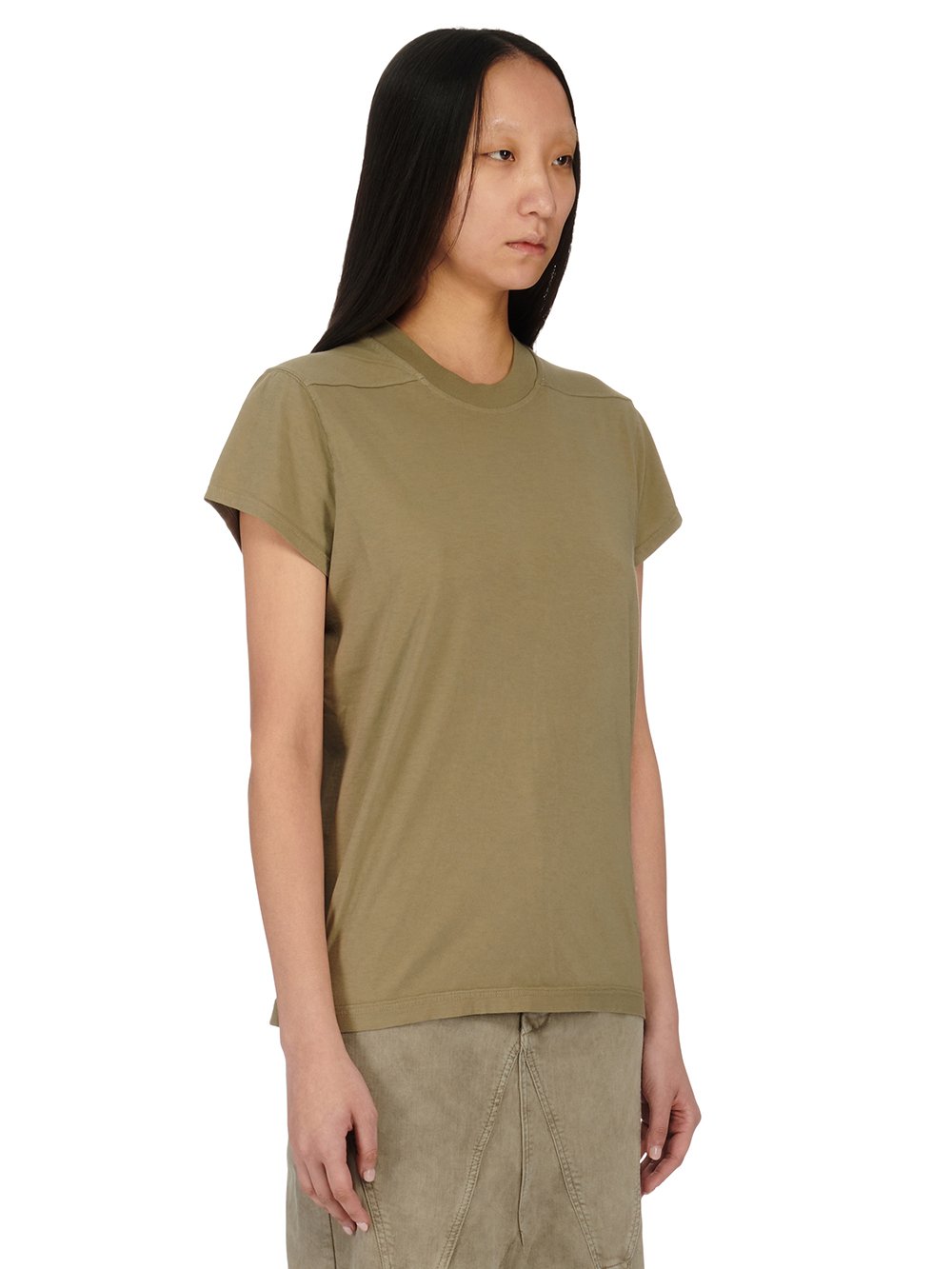 RICK OWENS FW23 LUXOR SMALL LEVEL T IN PALE GREEN MEDIUM WEIGHT COTTON JERSEY 