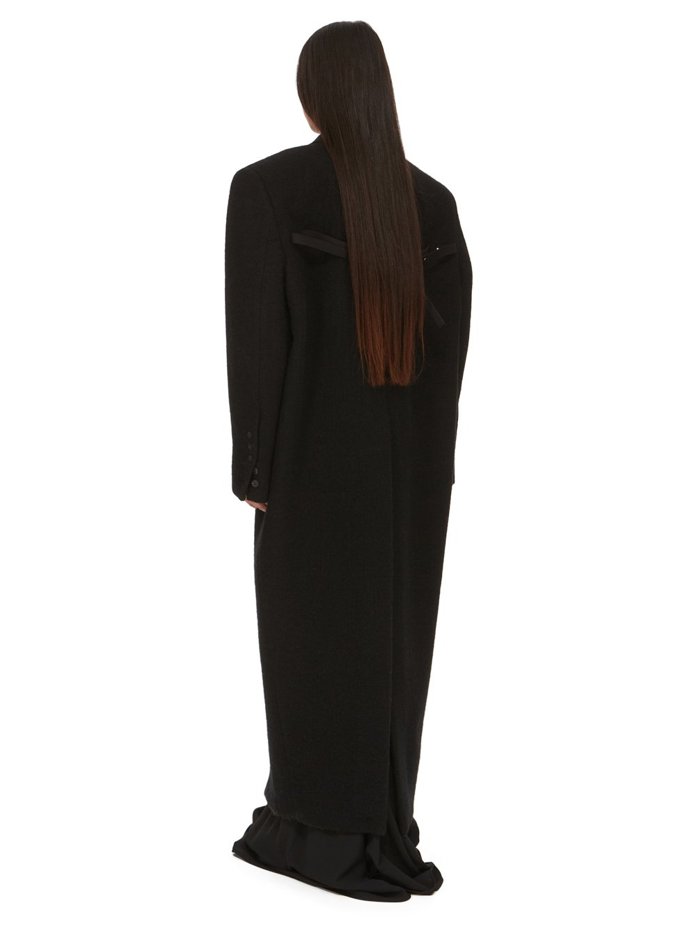 RICK OWENS FW23 LUXOR JUMBO TATLIN LONG COAT IN  BLACK BOILED WOOL