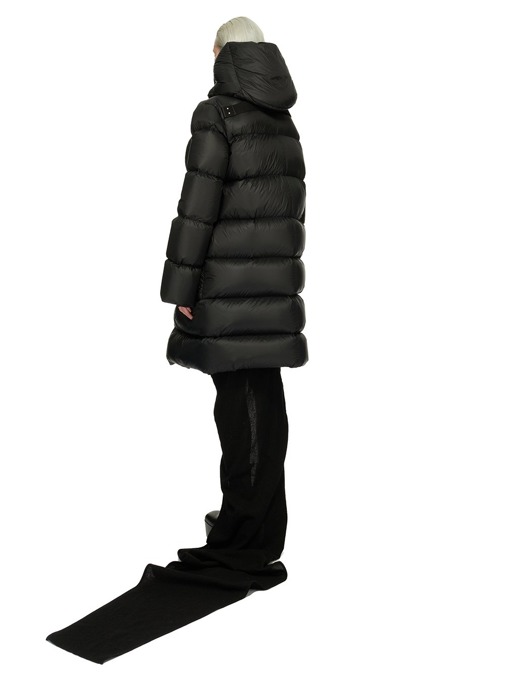 RICK OWENS FW23 LUXOR LS HOODED LINER IN  BLACK RECYCLED NYLON