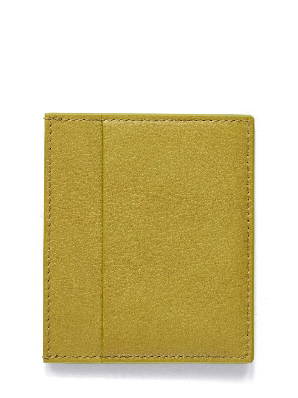 RICK OWENS FW23 LUXOR SQUARE CC HOLDER IN ACID YELLOW SOFT GRAIN COW LEATHER