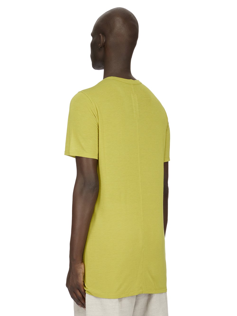 RICK OWENS FW23 LUXOR LEVEL T IN ACID YELLOW VISCOSE SILK JERSEY