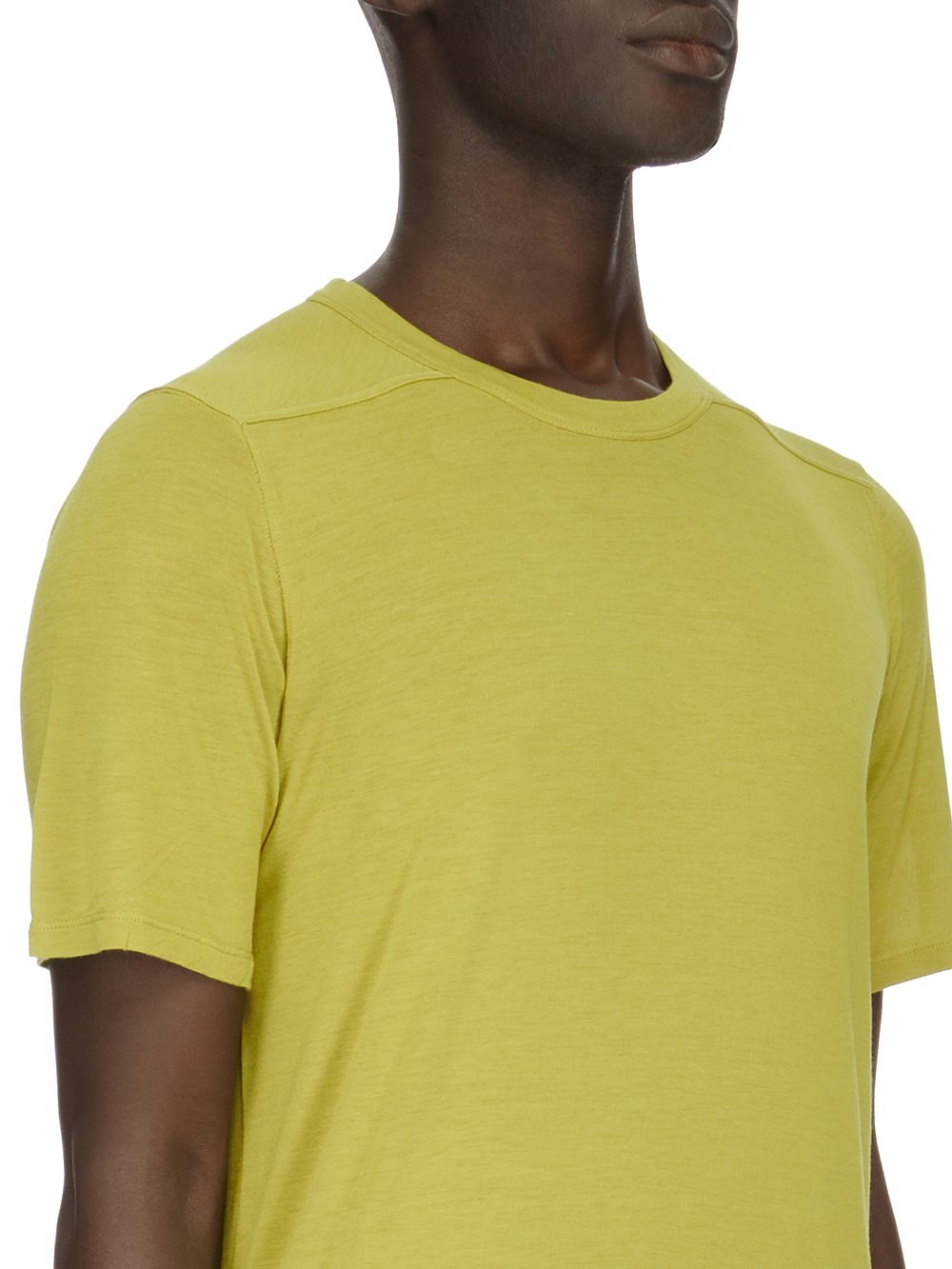 RICK OWENS FW23 LUXOR LEVEL T IN ACID YELLOW VISCOSE SILK JERSEY