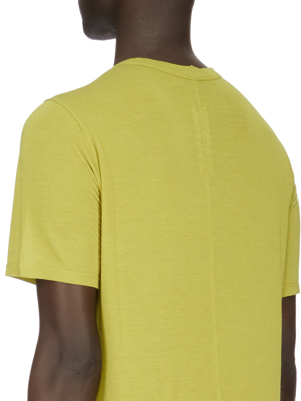 RICK OWENS FW23 LUXOR LEVEL T IN ACID YELLOW VISCOSE SILK JERSEY