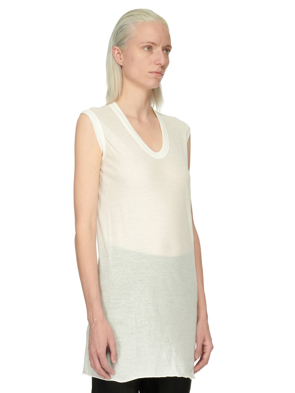 RICK OWENS FOREVER BASIC SL T IN MILK UNSTABLE COTTON