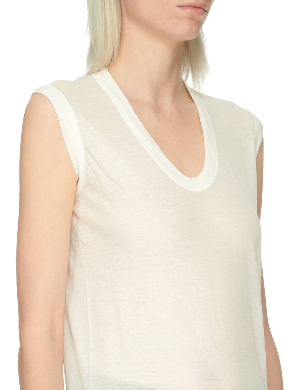 RICK OWENS FOREVER BASIC SL T IN MILK UNSTABLE COTTON