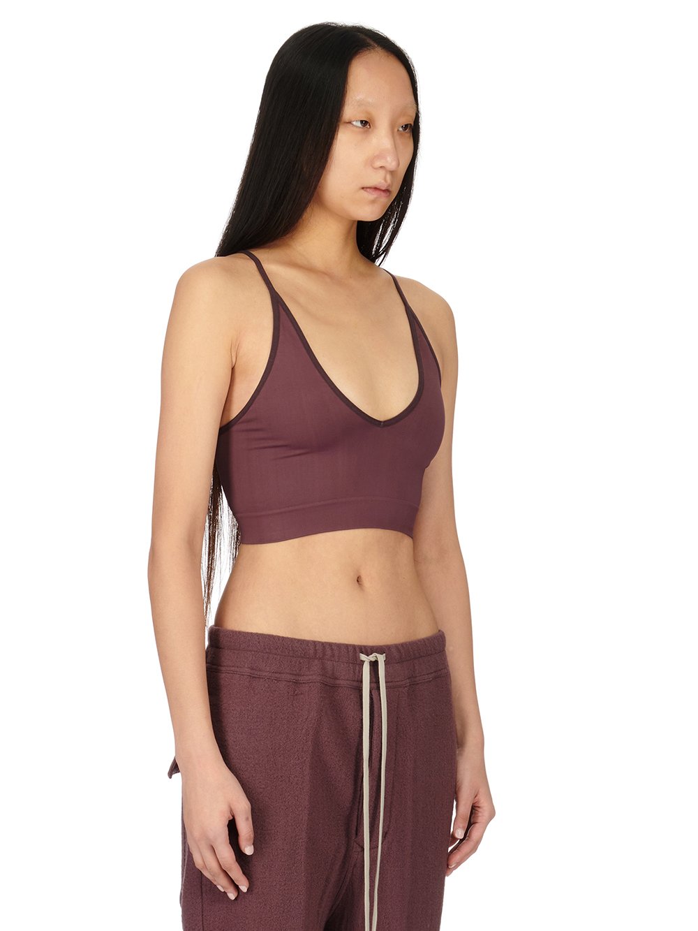 RICK OWENS FW23 LUXOR V BRA IN AMETHYST ACTIVE KNIT