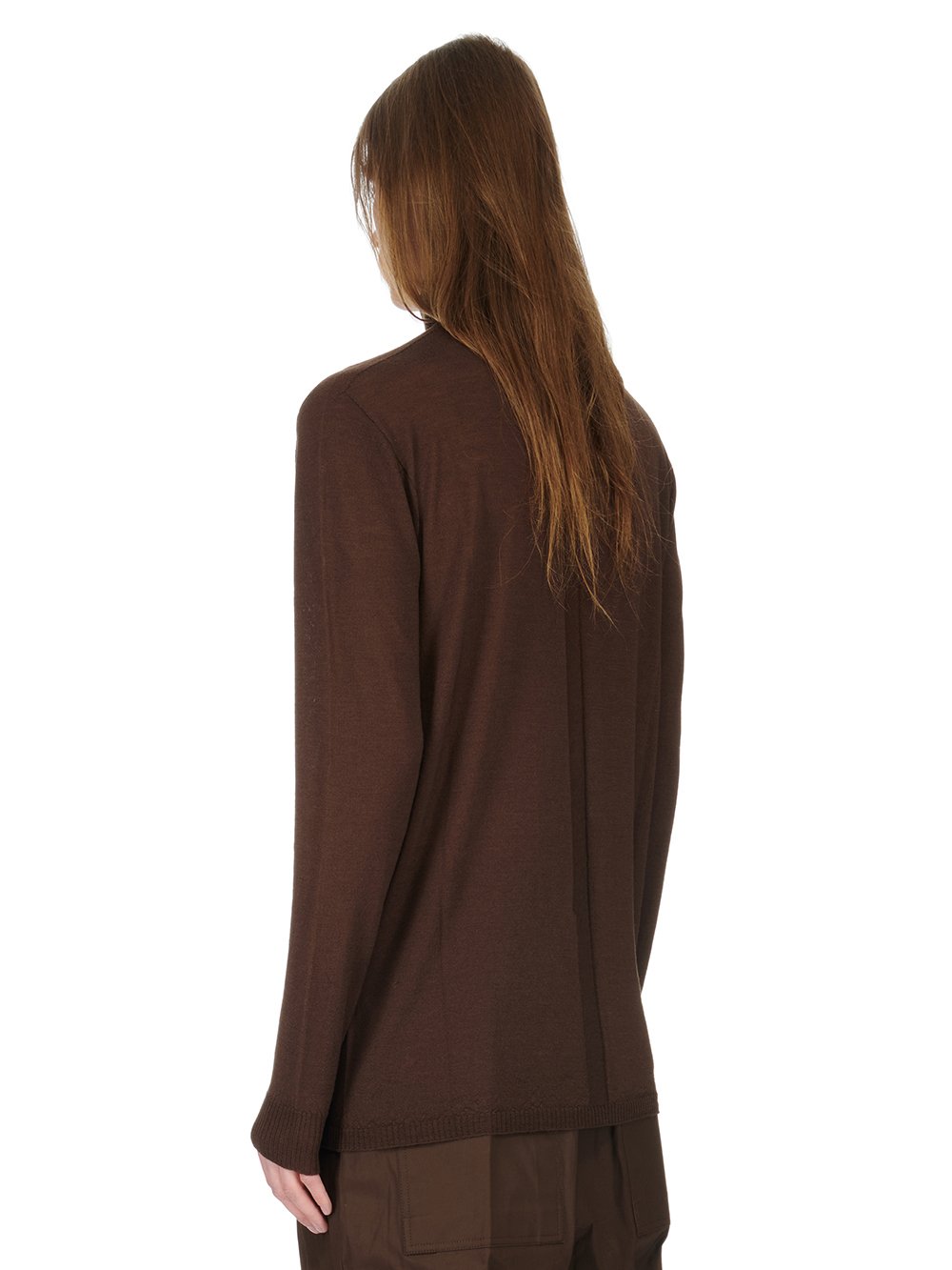 RICK OWENS FW23 LUXOR OVERSIZED TURTLE IN BROWN LIGHTWEIGHT RASATO KNIT