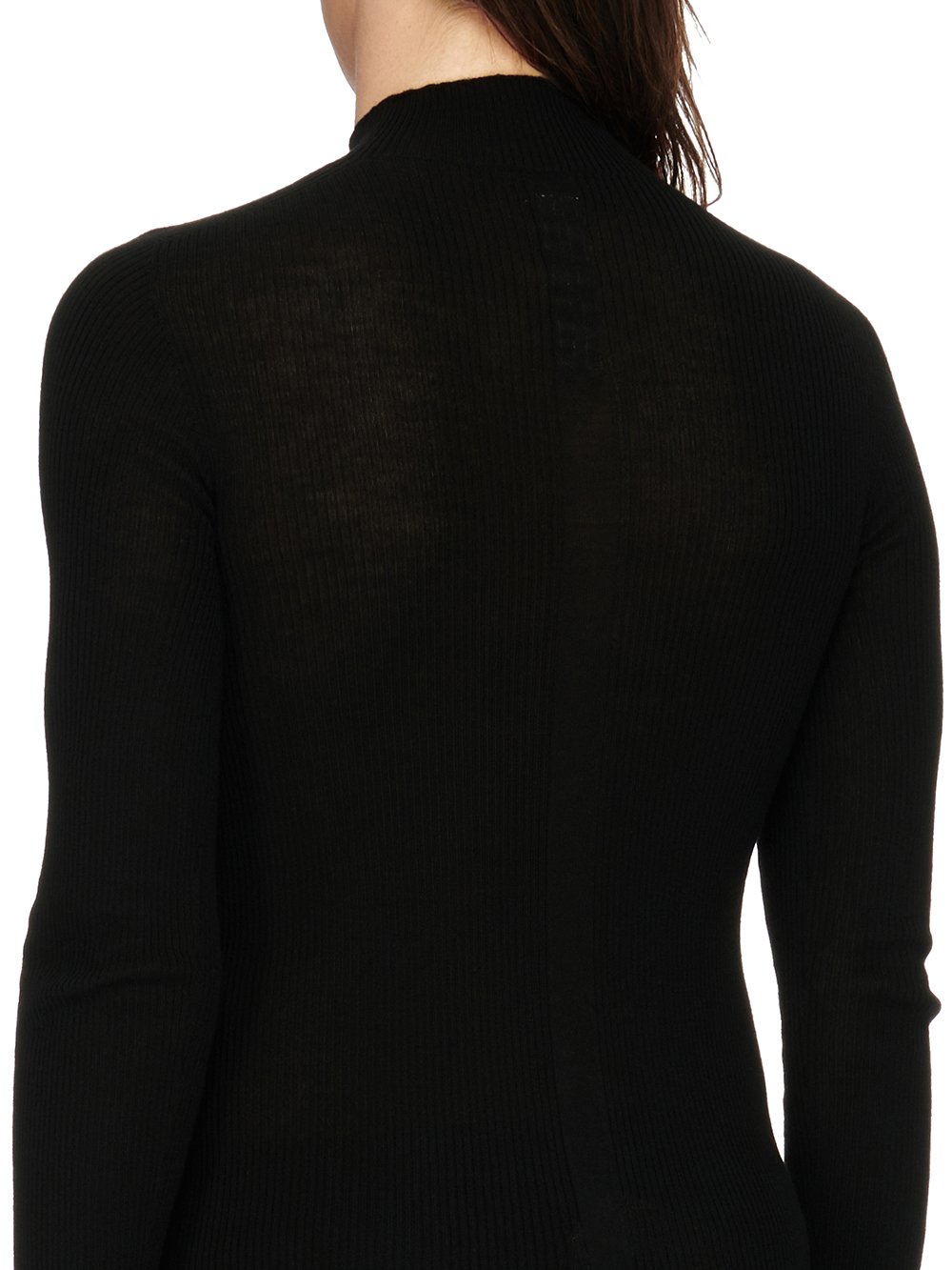 RICK OWENS FW23 LUXOR RIBBED LUPETTO IN BLACK LIGHTWEIGHT RIBBED KNIT