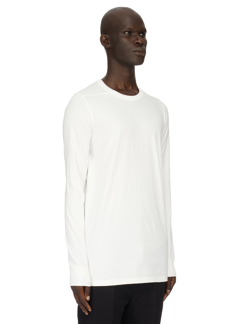 RICK OWENS FW23 LUXOR LEVEL LS T IN MILK WHITE CLASSIC COTTON JERSEY