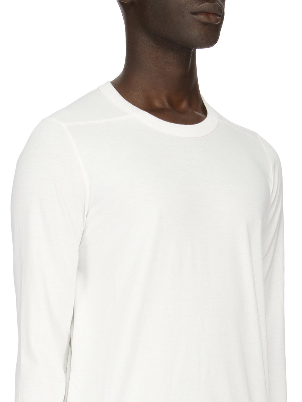 RICK OWENS FW23 LUXOR LEVEL LS T IN MILK WHITE CLASSIC COTTON JERSEY