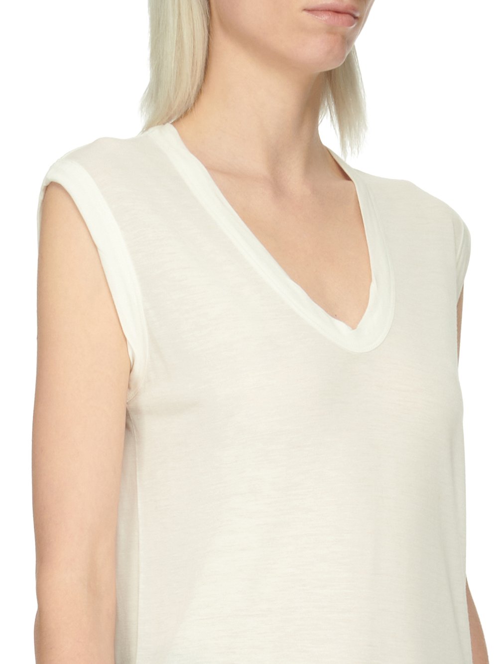 RICK OWENS FOREVER BASIC SL T IN MILK VISCOSE SILK JERSEY