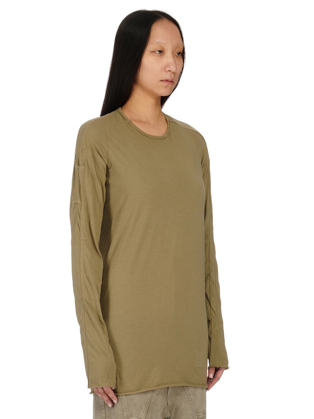 RICK OWENS FW23 LUXOR SCARIFICATION LS T IN PALE GREEN MEDIUM WEIGHT COTTON JERSEY 