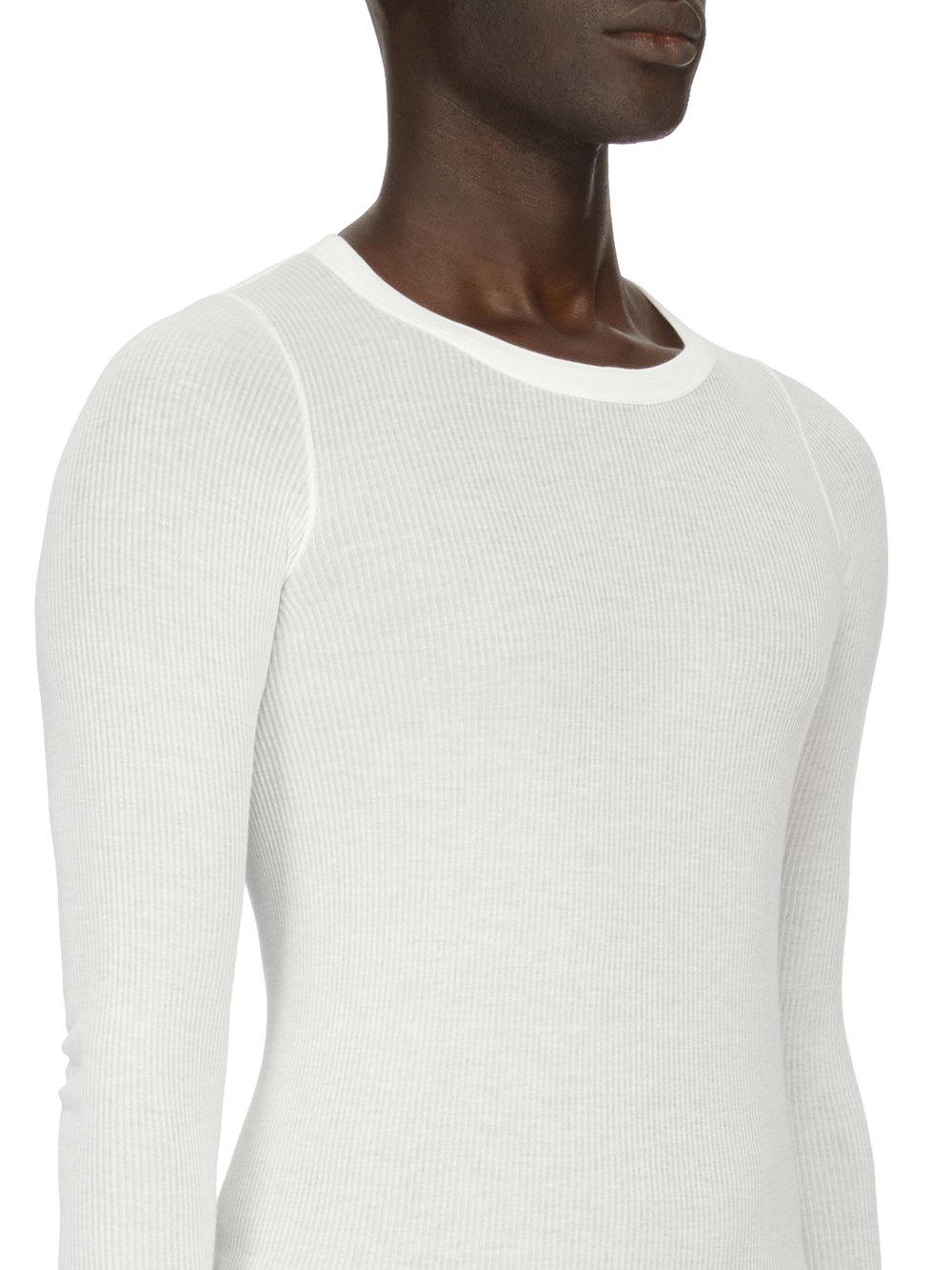 RICK OWENS FOREVER RIB LS T IN MILK VISCOSE SILK RIB JERSEY