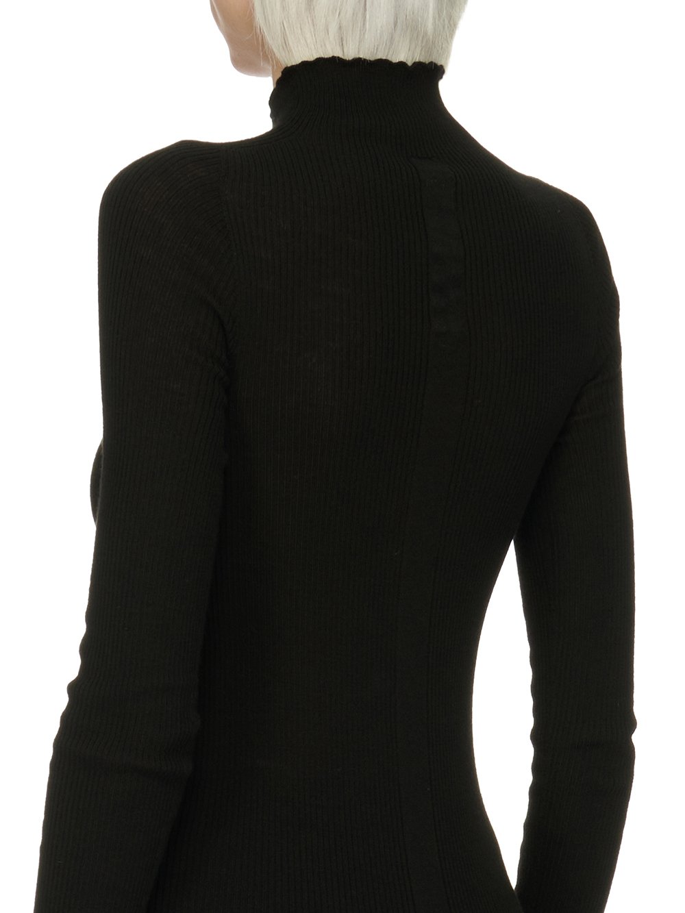 RICK OWENS FW23 LUXOR RIBBED LUPETTO IN BLACK LIGHTWEIGHT RIBBED KNIT