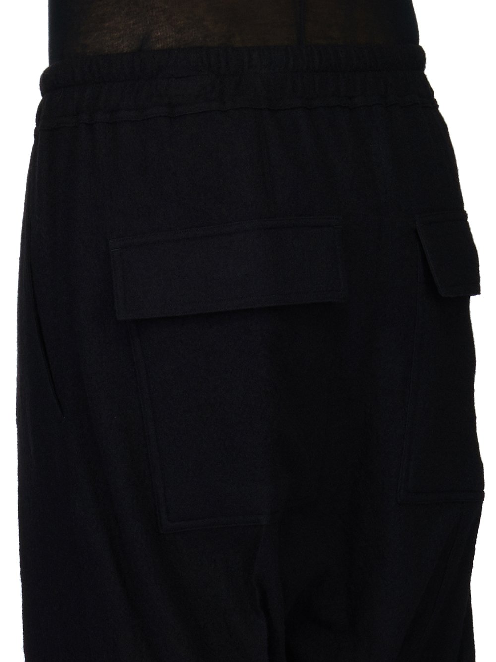 RICK OWENS FW23 LUXOR DRAWSTRING CROPPED IN BLACK SOFT WOOL FLANNEL