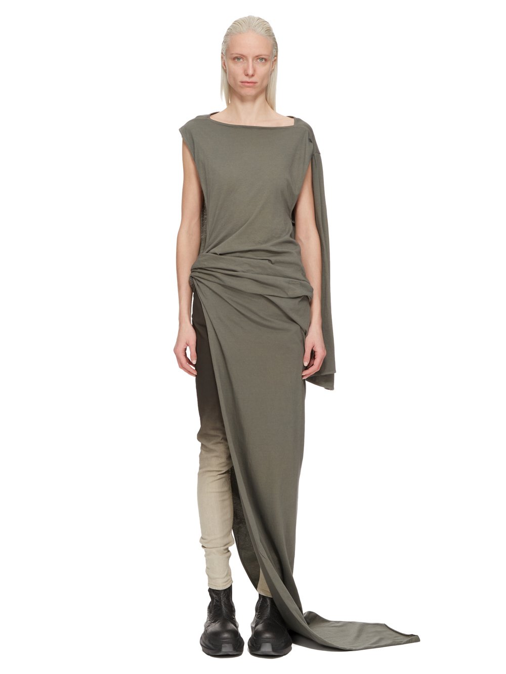 RICK OWENS FW23 LUXOR EDFU GOWN IN HUSTLER BLUE MEDIUM WEIGHT COTTON JERSEY 