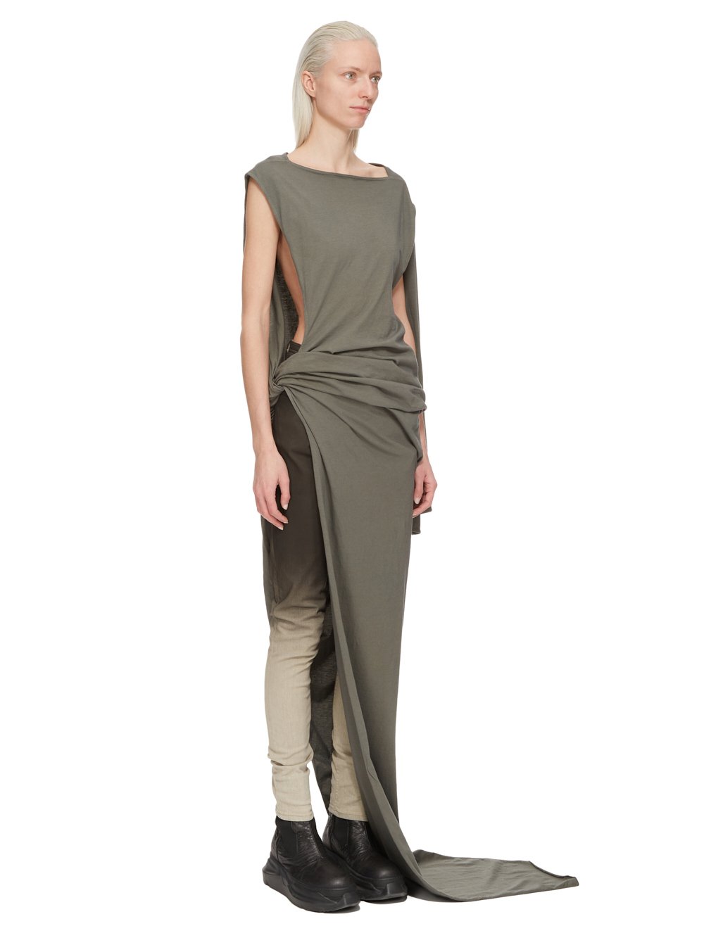 RICK OWENS FW23 LUXOR EDFU GOWN IN HUSTLER BLUE MEDIUM WEIGHT COTTON JERSEY 