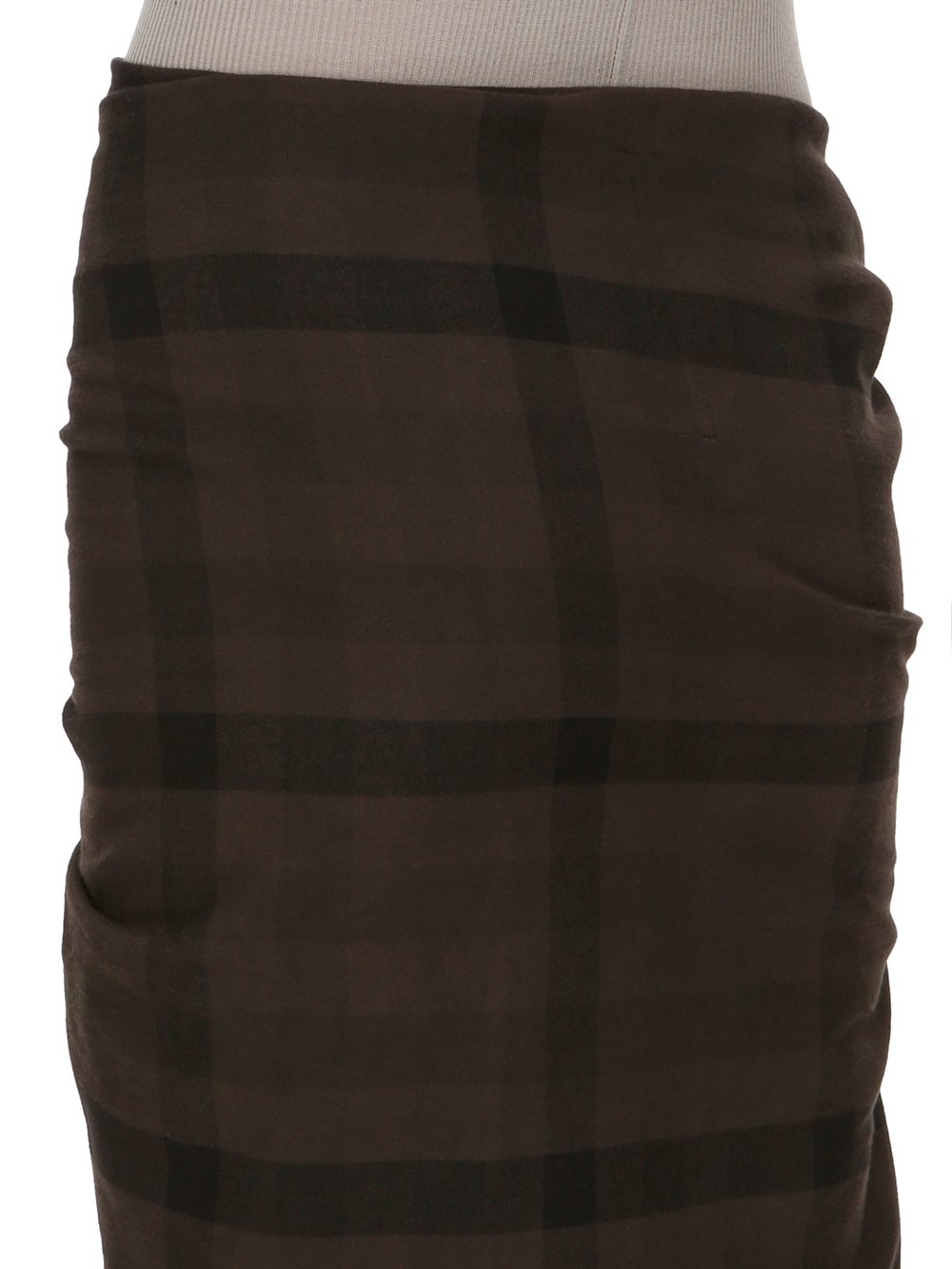 RICK OWENS FW23 LUXOR WOVEN EDFU SKIRT IN DARK DUST COTTON PLAID