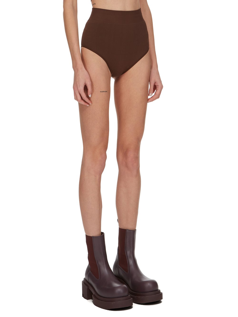 RICK OWENS FW23 LUXOR PANTIES IN BROWN ACTIVE KNIT