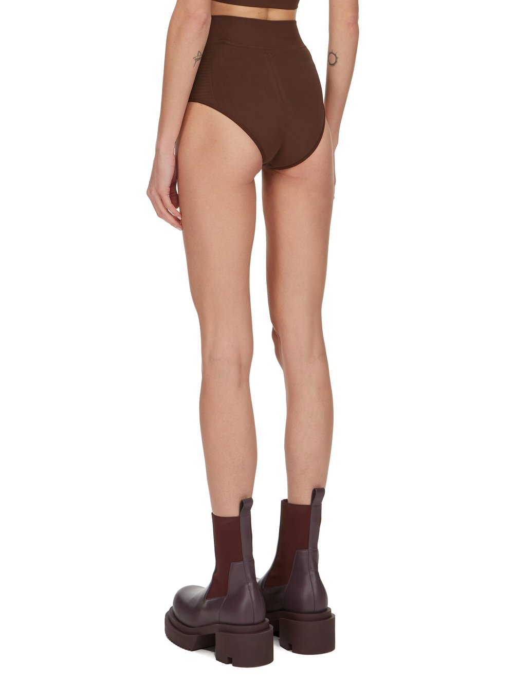 RICK OWENS FW23 LUXOR PANTIES IN BROWN ACTIVE KNIT