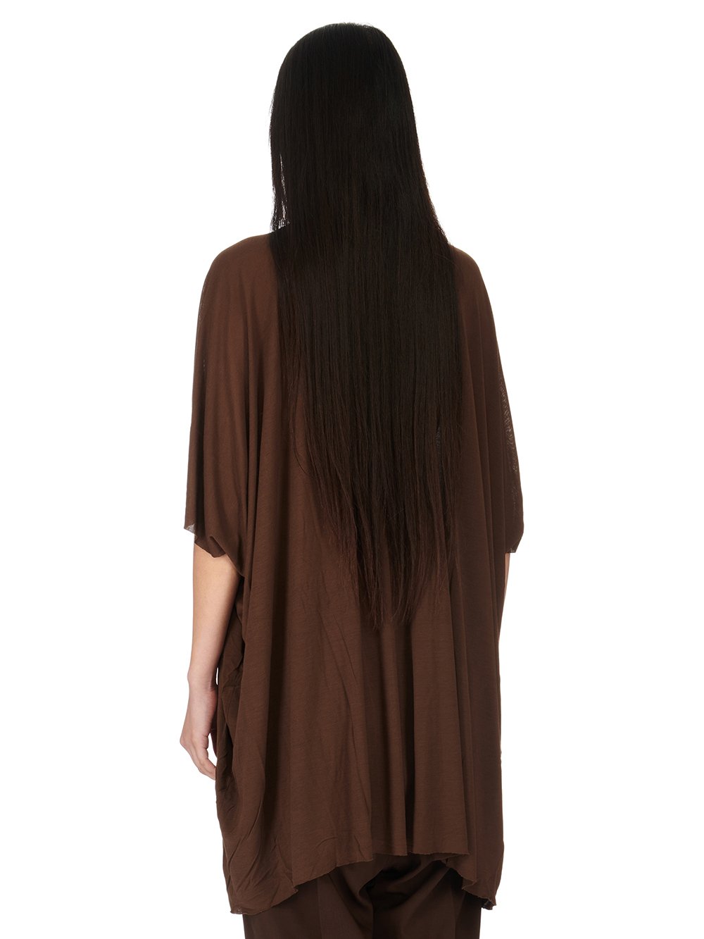 RICK OWENS FW23 LUXOR MINERVA T IN BROWN VISCOSE SILK JERSEY