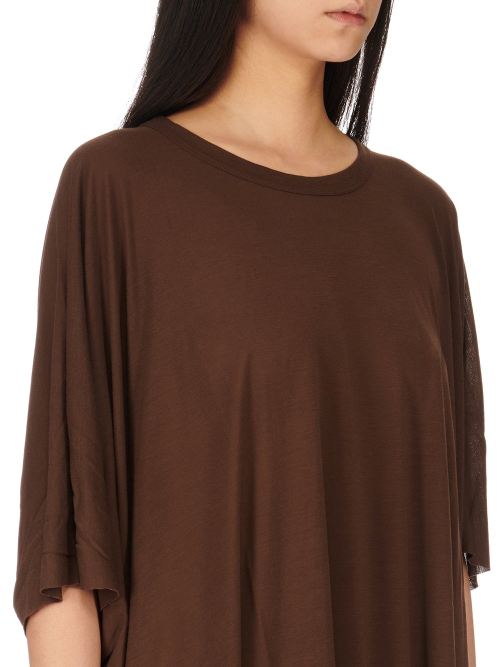 RICK OWENS FW23 LUXOR MINERVA T IN BROWN VISCOSE SILK JERSEY