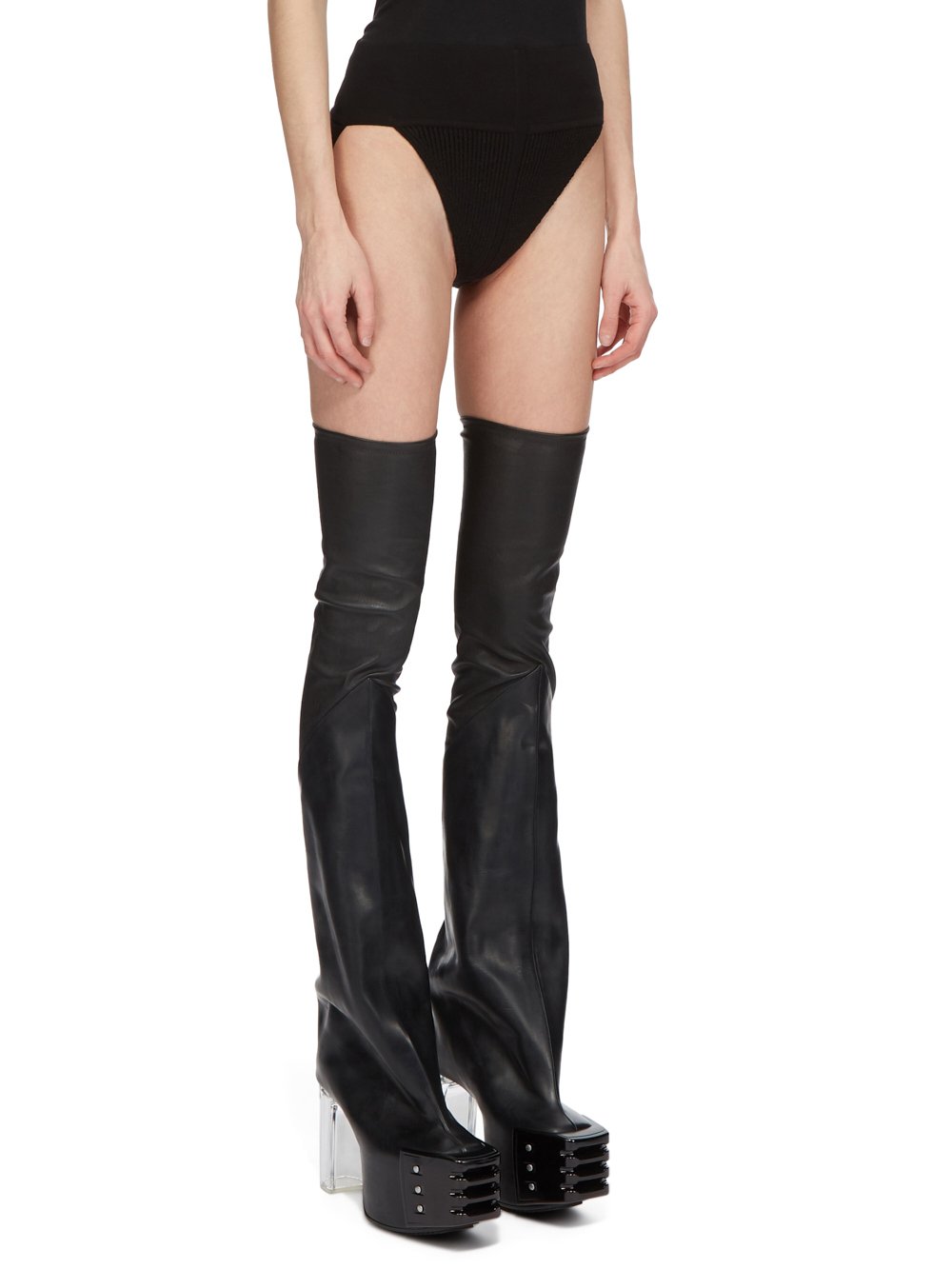 RICK OWENS FW23 LUXOR RUNWAY PANTIES IN BLACK HEAVY RIB RECYCLED CASHMERE