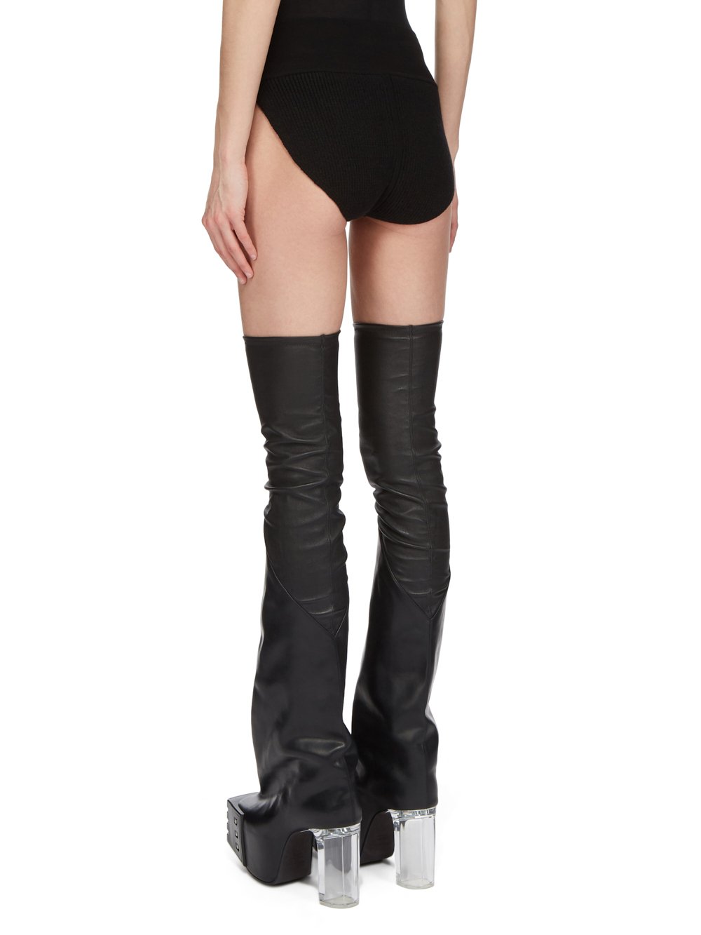 RICK OWENS FW23 LUXOR RUNWAY PANTIES IN BLACK HEAVY RIB RECYCLED CASHMERE