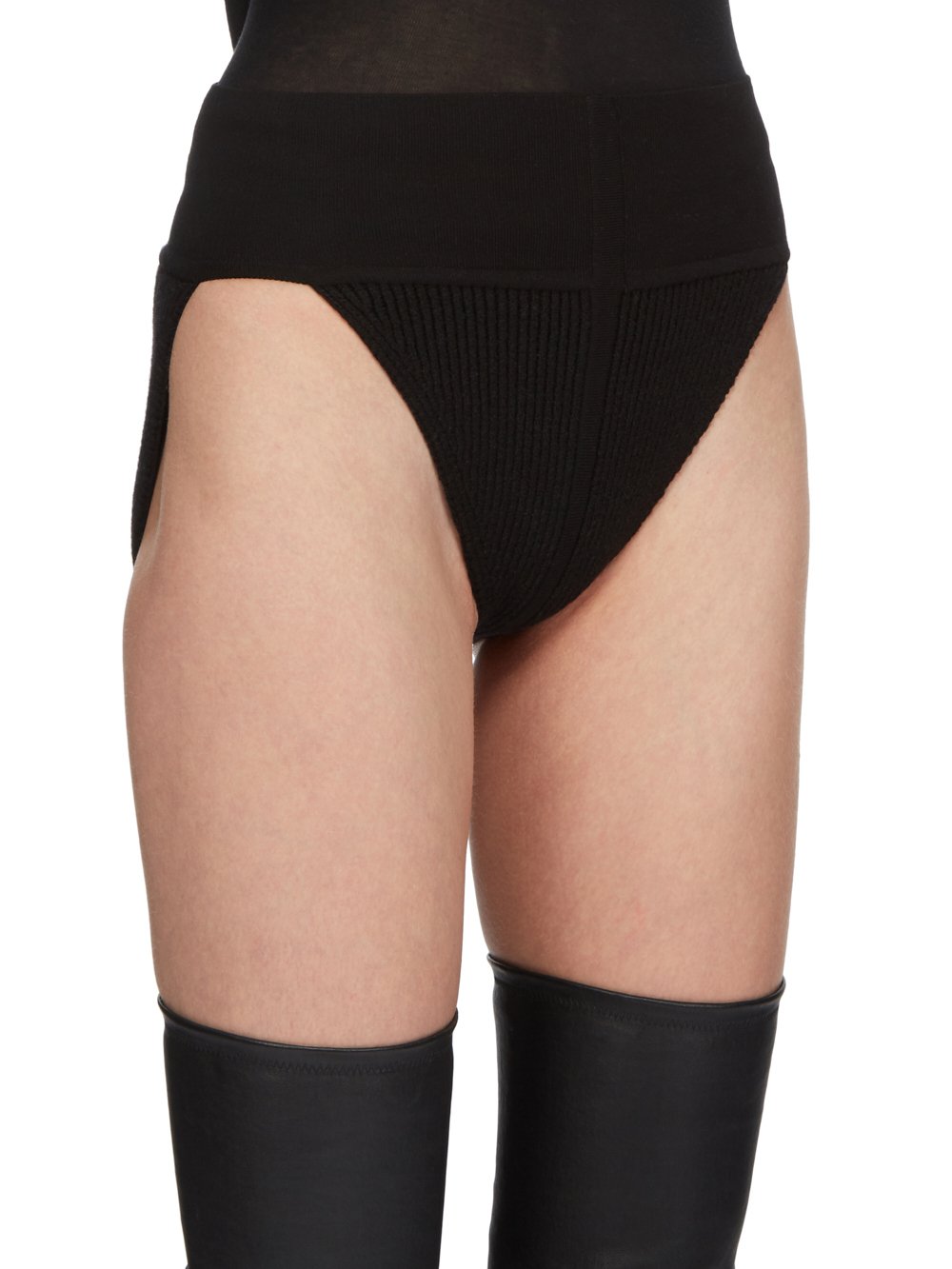 RICK OWENS FW23 LUXOR RUNWAY PANTIES IN BLACK HEAVY RIB RECYCLED CASHMERE