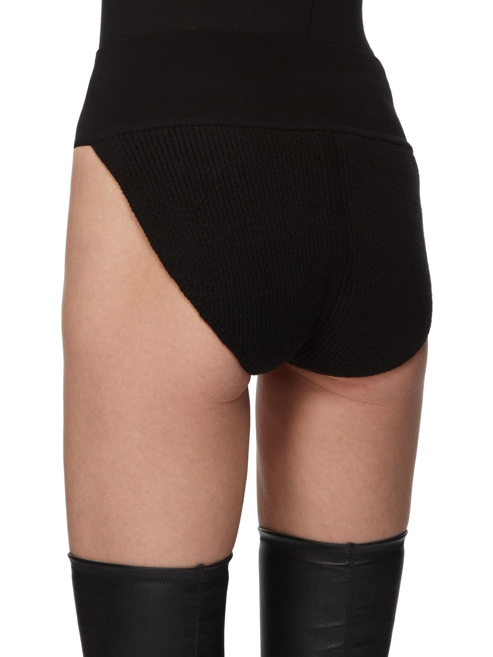 RICK OWENS FW23 LUXOR RUNWAY PANTIES IN BLACK HEAVY RIB RECYCLED CASHMERE