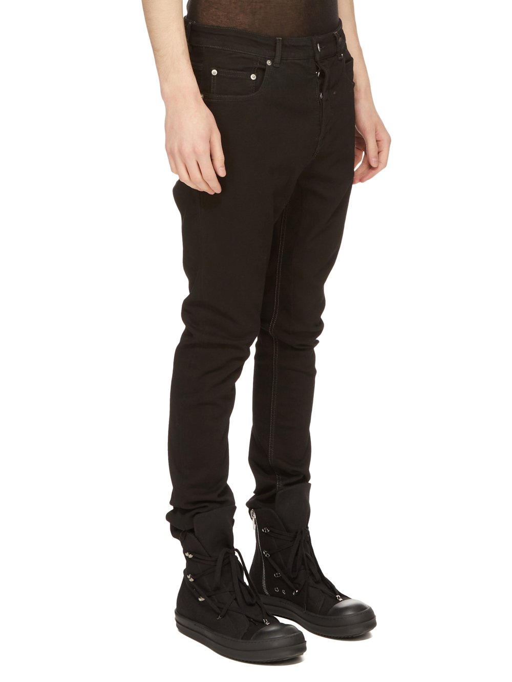 DRKSHDW FW23 LUXOR DETROIT CUT IN BLACKETY BLACK STRETCH DENIM