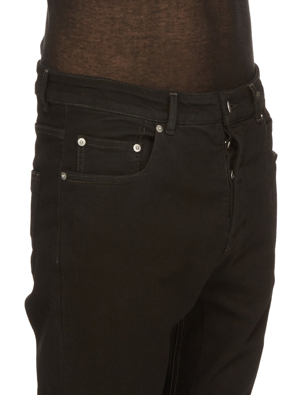 DRKSHDW FW23 LUXOR DETROIT CUT IN BLACKETY BLACK STRETCH DENIM