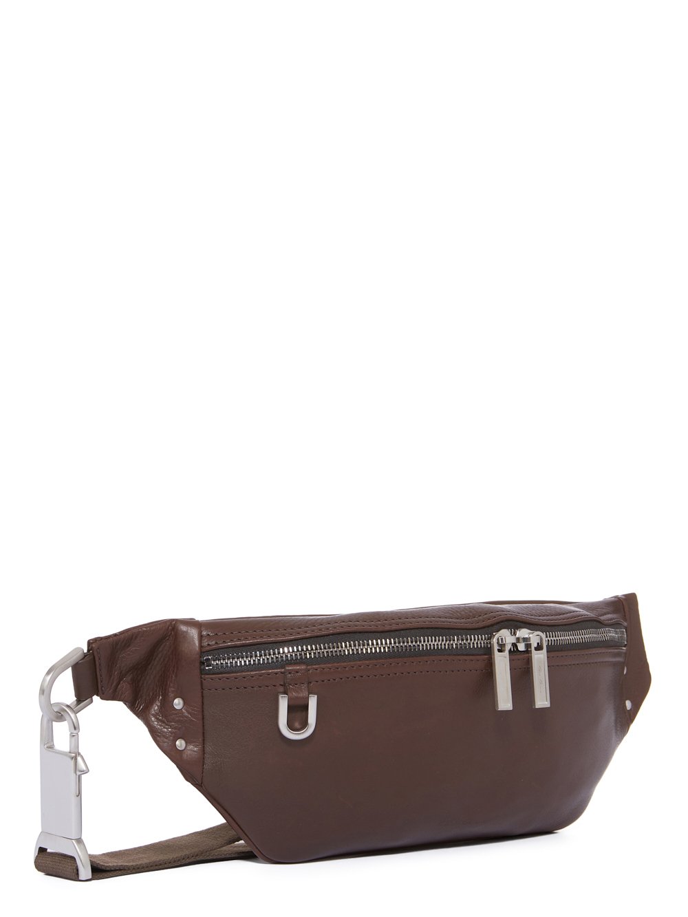 RICK OWENS FW23 LUXOR GEO BUMBAG IN BROWN SOFT GRAIN COW LEATHER