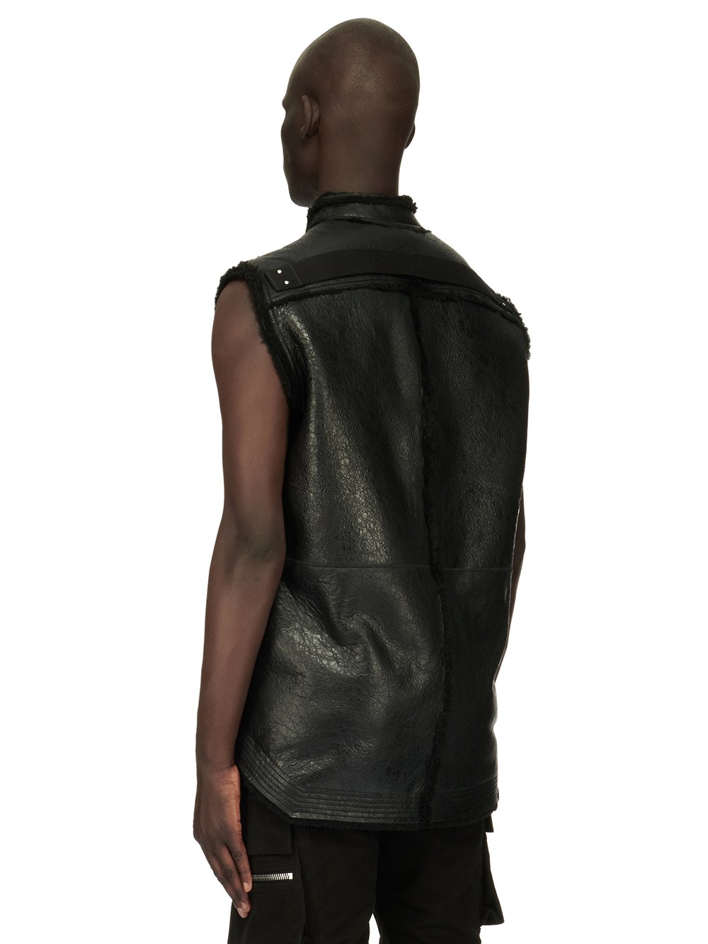 RICK OWENS FW23 LUXOR SL FOGPOCKET OUTERSHIRT IN BUTTER LAMB SHEARLING