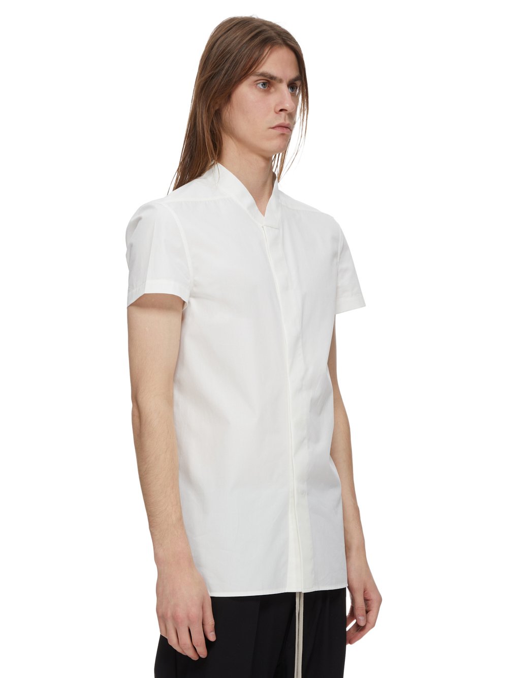 RICK OWENS FW23 LUXOR GOLF SHIRT IN MILK COTTON POPLIN