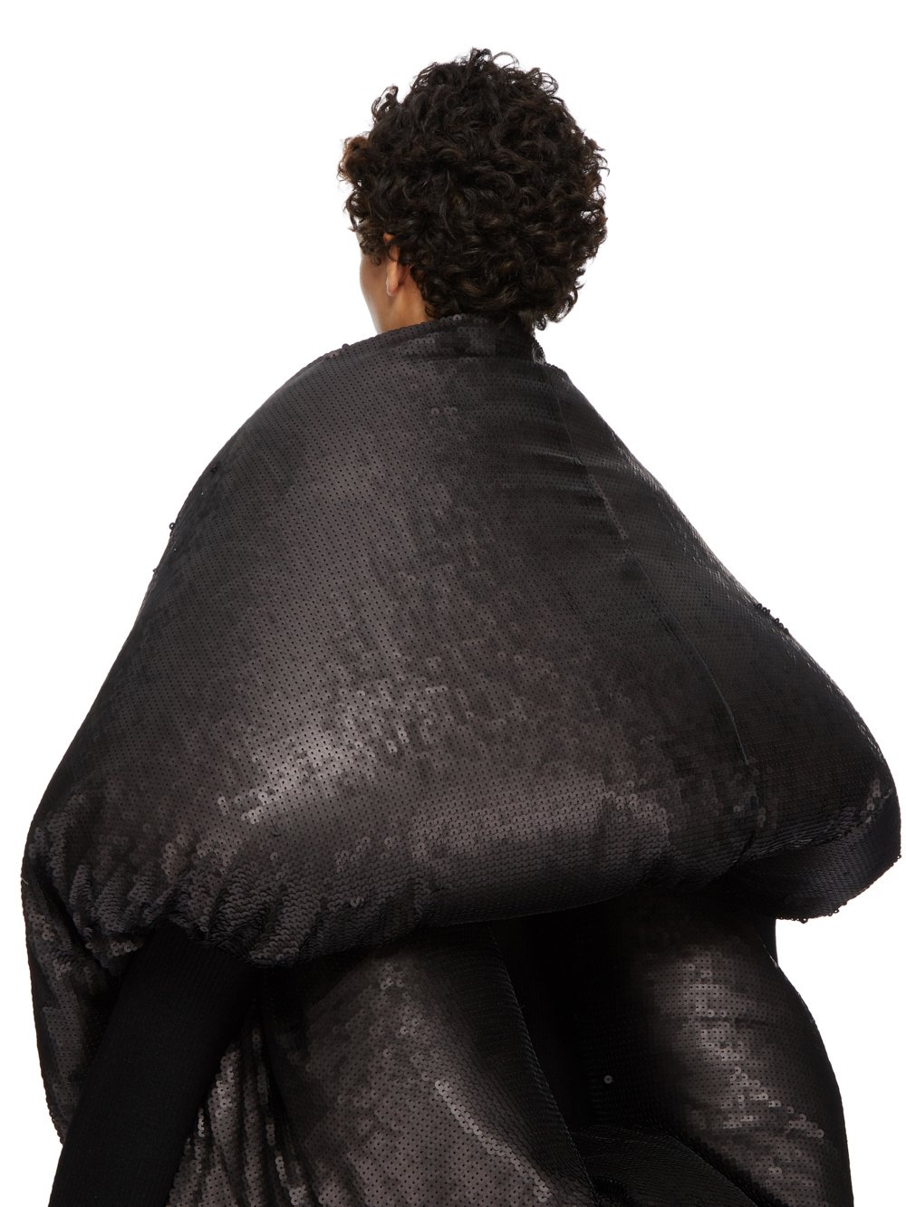 RICK OWENS FW23 LUXOR RUNWAY DONUT IN BLACK SEQUIN EMBROIDERED RECYCLED NYLON