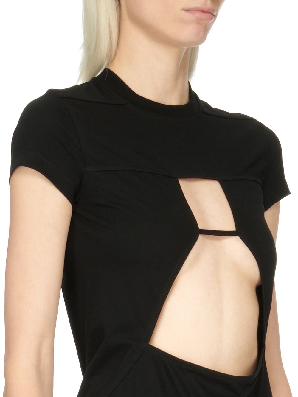 RICK OWENS FW23 LUXOR COMBO JERSEY T IN  BLACK CLASSIC COTTON JERSEY