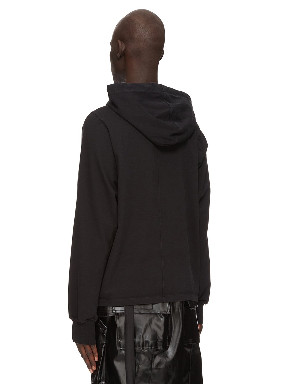 RICK OWENS FW23 LUXOR CAPE SLEEVE JUMBO HOODIE IN BLACK COMPACT HEAVY COTTON JERSEY