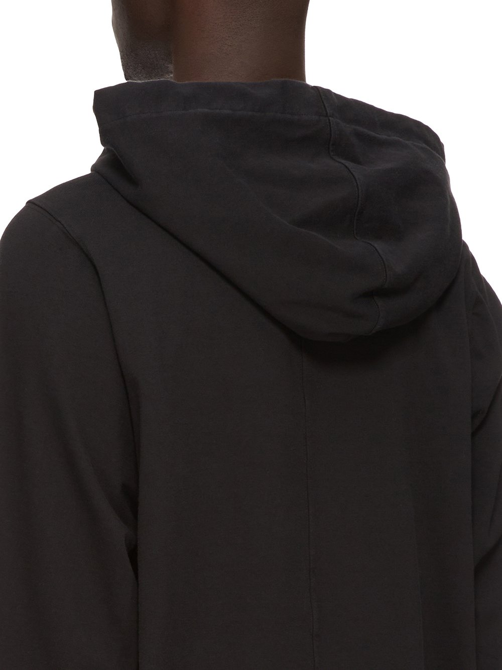 RICK OWENS FW23 LUXOR CAPE SLEEVE JUMBO HOODIE IN BLACK COMPACT HEAVY COTTON JERSEY