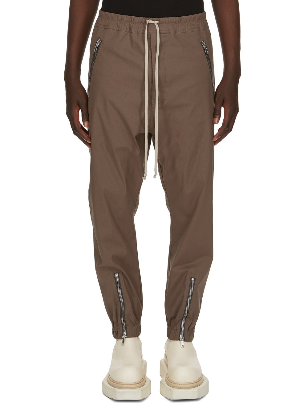 RICK OWENS FW23 LUXOR TECUATL TRACK PANT IN DUST HEAVY COTTON POPLIN