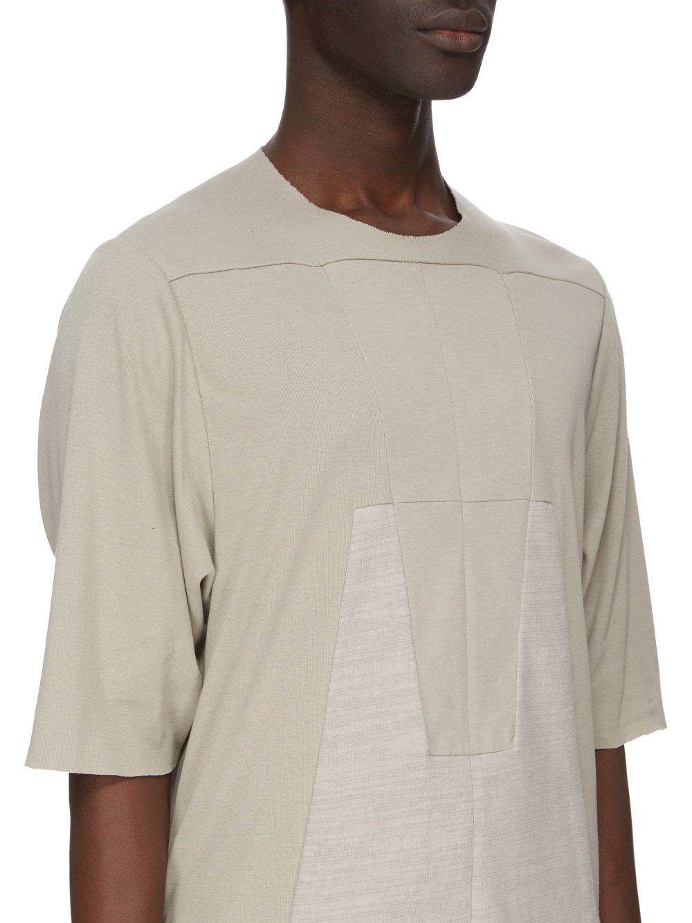 RICK OWENS FW23 LUXOR LUXOR TOP IN PEARL CLASSIC COTTON JERSEY, CLASSIC COTTON RIB JERSEY AND BIGARZATO JERSEY