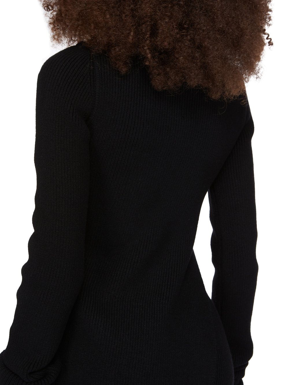 RICK OWENS FW23 LUXOR RUNWAY LONG TOP IN BLACK HEAVY RIB RECYCLED CASHMERE