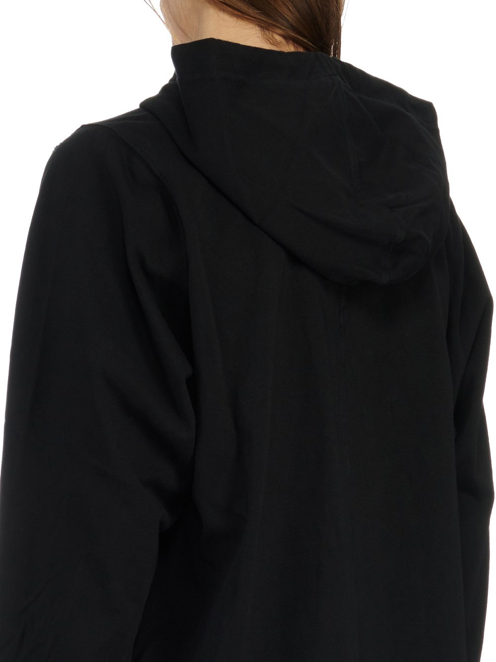 RICK OWENS FW23 LUXOR CAPE SLEEVE JUMBO HOODIE IN BLACK COMPACT HEAVY COTTON JERSEY