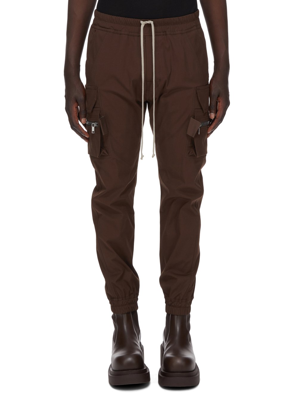 RICK OWENS FW23 LUXOR MASTODON CARGO IN BROWN HEAVY COTTON POPLIN