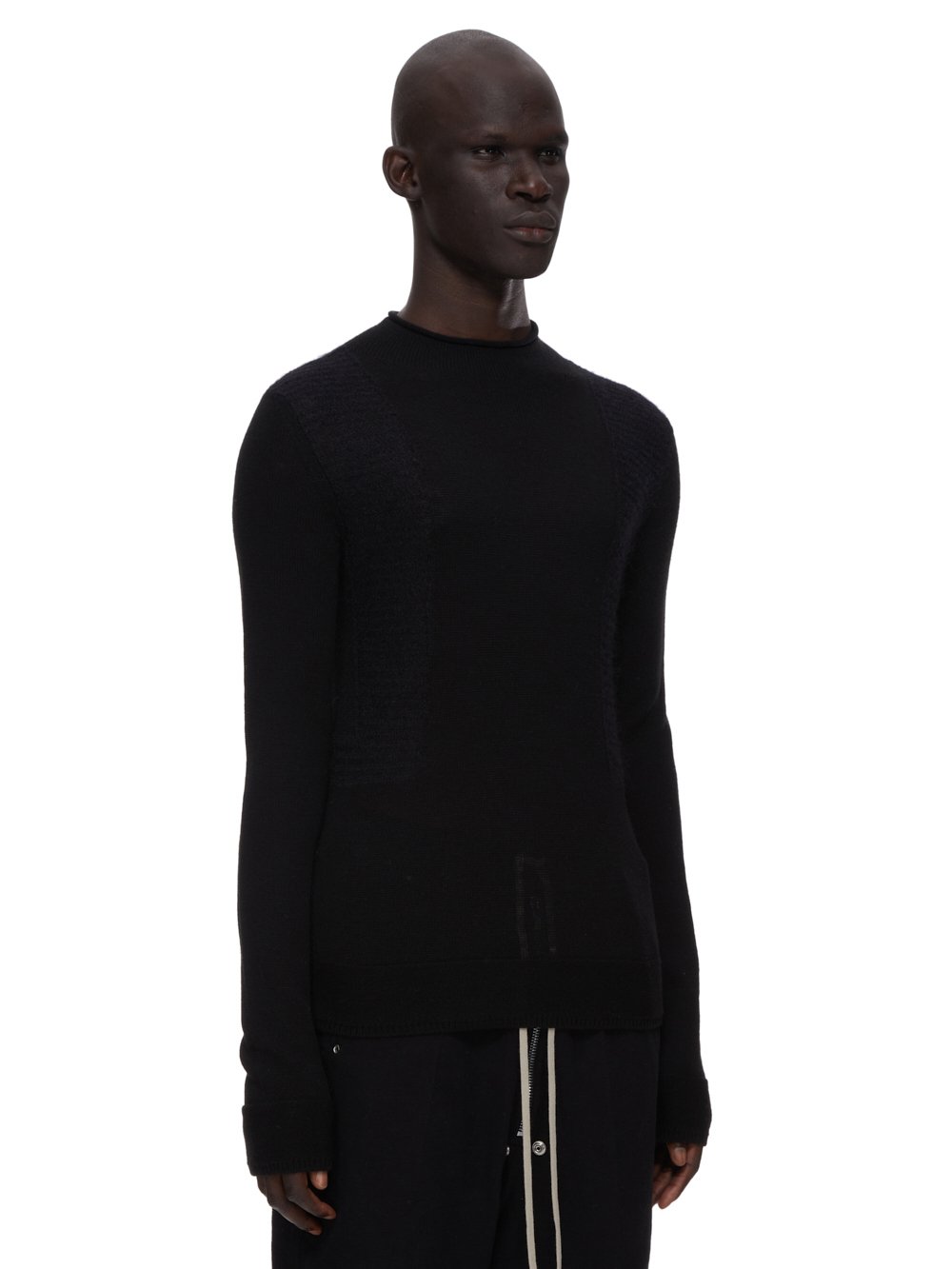 RICK OWENS FW23 LUXOR HARNESS IN BLACK HARNESS KNIT