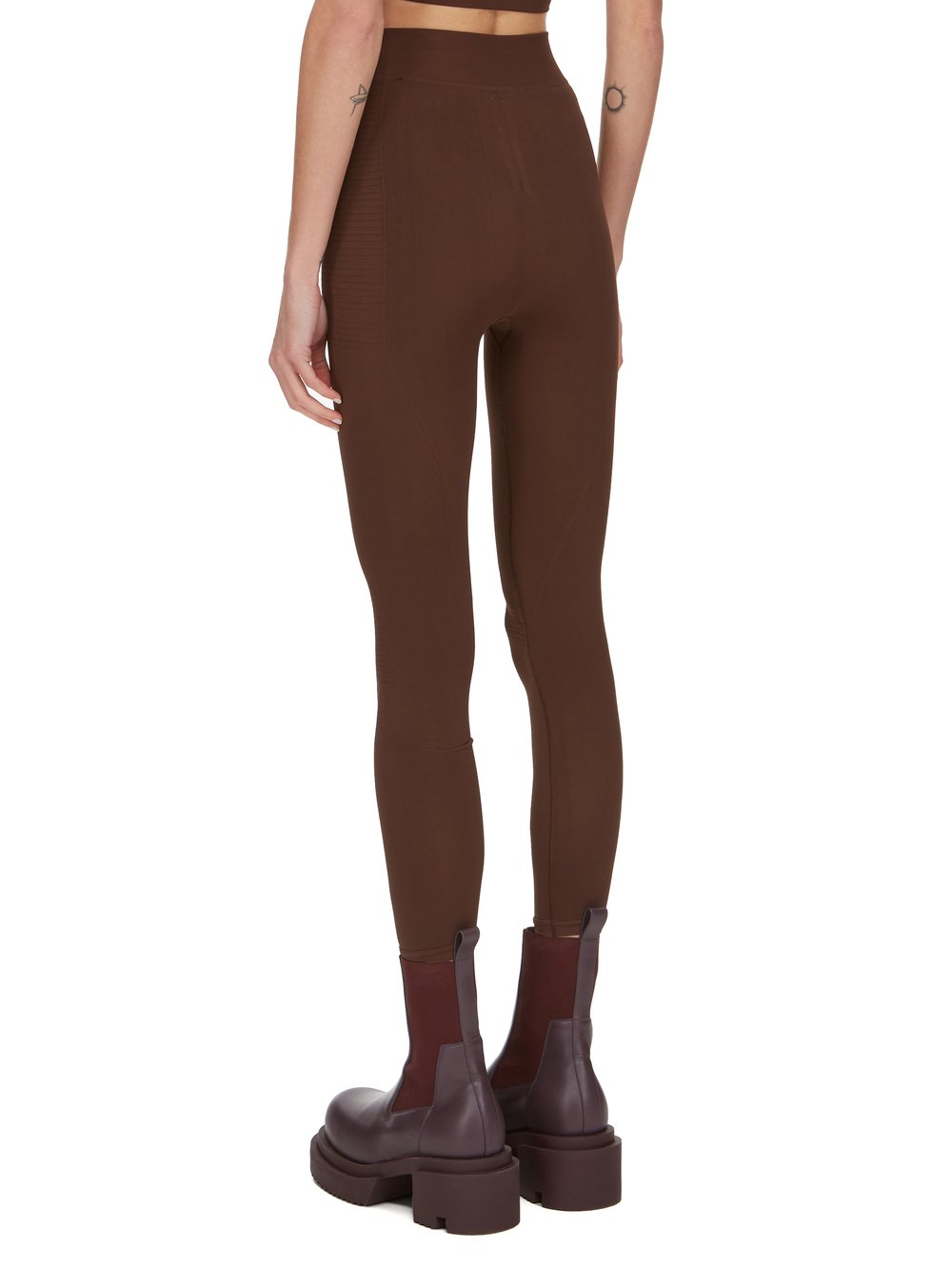 RICK OWENS FW23 LUXOR LEGGINGS IN BROWN ACTIVE KNIT