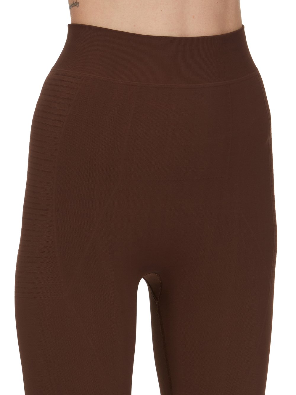 RICK OWENS FW23 LUXOR LEGGINGS IN BROWN ACTIVE KNIT